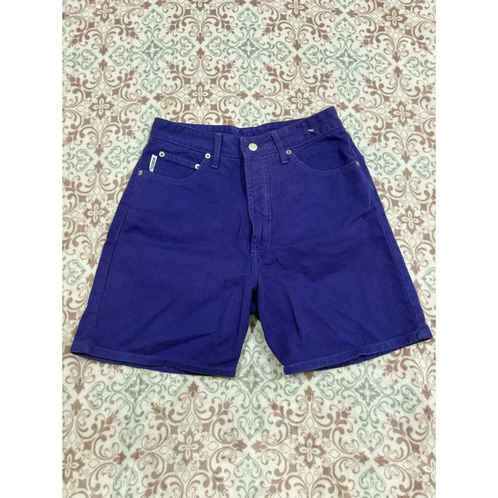 Bongo Vintage 90s High Waisted Purple Denim Shorts Gene Montesano Made in USA 7
